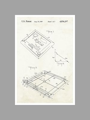 Artsy Canvas Etch a Sketch - Aged Paper - Toy Patents - 24x16 Matte Poster Print Wall Art