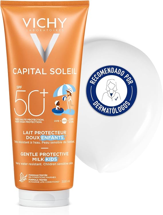Vichy Capital Soleil Gentle Protective Milk High Protection Face and Body Milk for Children SPF 50 (300 ML)