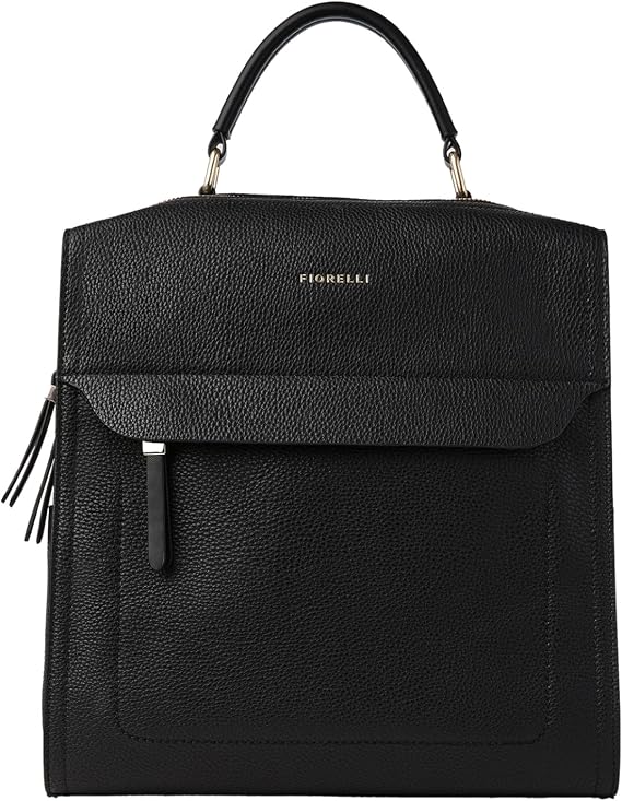 Fiorelli Women's Isla Large Backpack, Stylish Backpack with Adjustable Straps & Pockets, Black Faux Leather | Stylish Backpack with Adjustable Straps & Pockets, Faux Leather