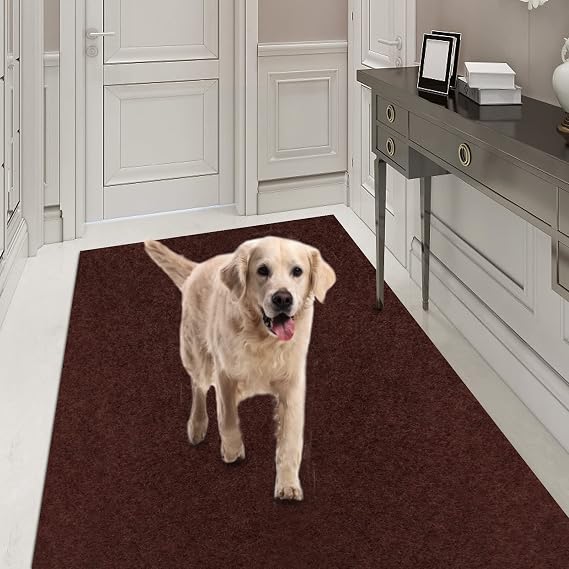 Runner Rug 2FT x 17FT, AYOHA 2'-82' Utility Carpet Runner for Entryway Hallway Aisles Balcony Garages, Area Rugs with Non-Slip Rubber Backing, Chocolate Brown (Available Custom Sizes)