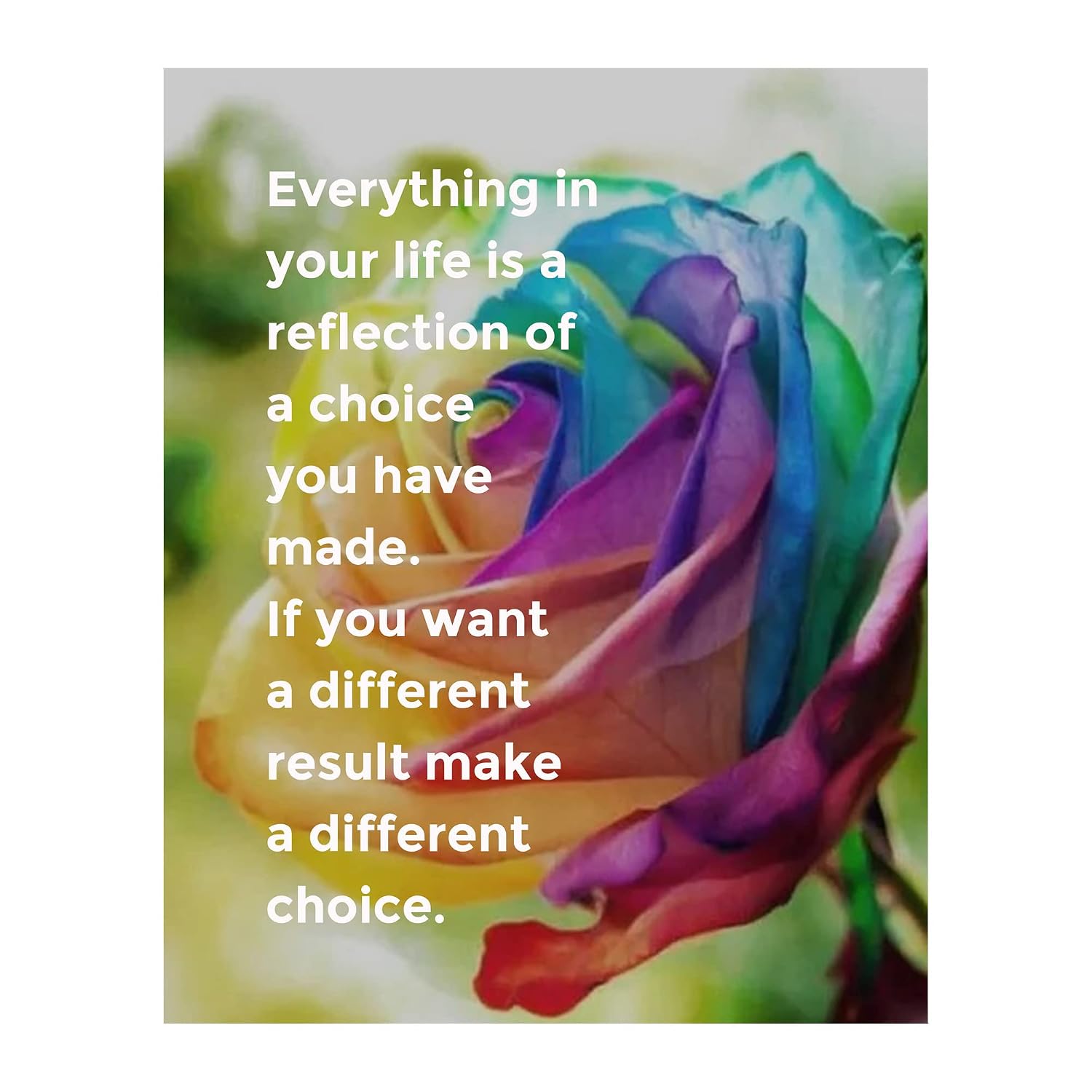 Reflect & Choose- Inspirational Wall Art Print, This Floral Typographic Wall Art Decor Print Makes Ideal Wall Art Decor For Living Room Decor, Office & Classroom Decor. Unframed - 8x10