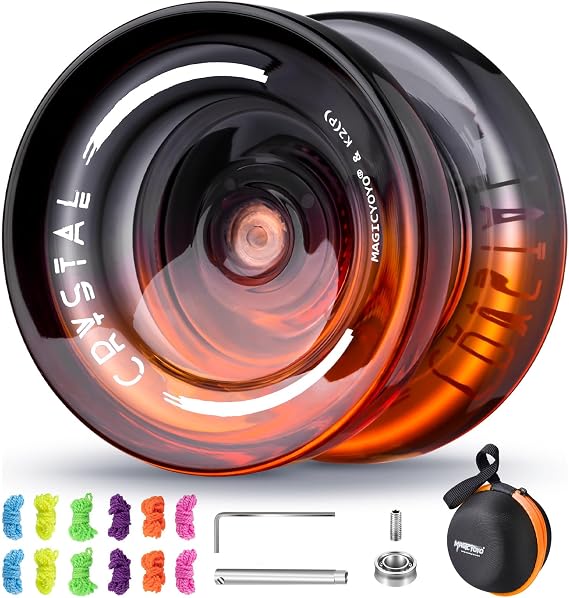 MAGICYOYO Crystal Yoyo K2, Responsive Yo Yo for Kids & Beginners | Dual Purpose Yo Yo with Unresponsive Mode, Professional Trick Yo-Yo for Finger Spin, with 12 Strings, Bearing Kit, Case