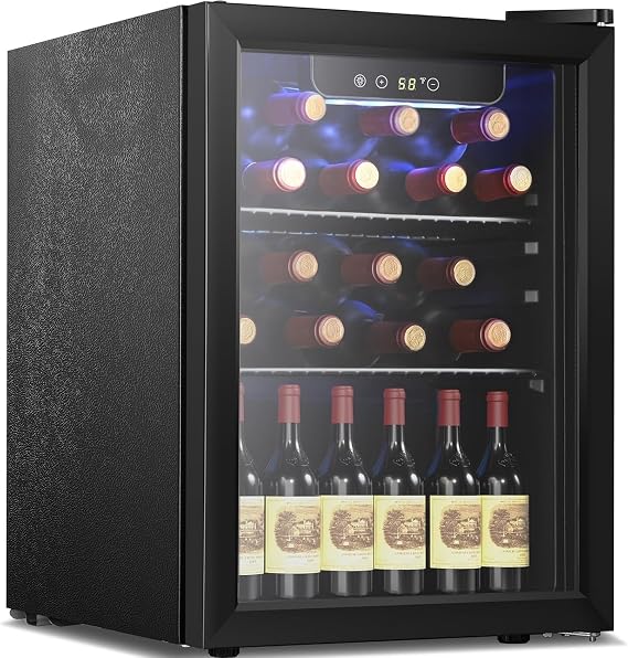 Antarctic Star Wine Cooler, Beverage Refrigerator,16 Bottle 68 Can Freestanding Wine Cellar Front Glass Door for Home and Bar, Digital Temp Control, Blue LED, 1.7 Cu.Ft.