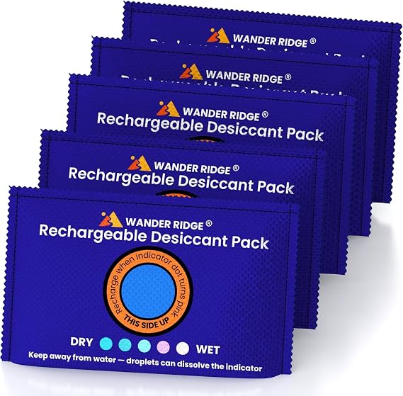 100g Rechargeable Desiccant Packs Reusable Silica Gel Moisture Absorber, Car Dehumidifier Moisture Absorber with Humidity Indicator, Desiccant Packs for Storage, Closet & Gun Safe [5 Pack]