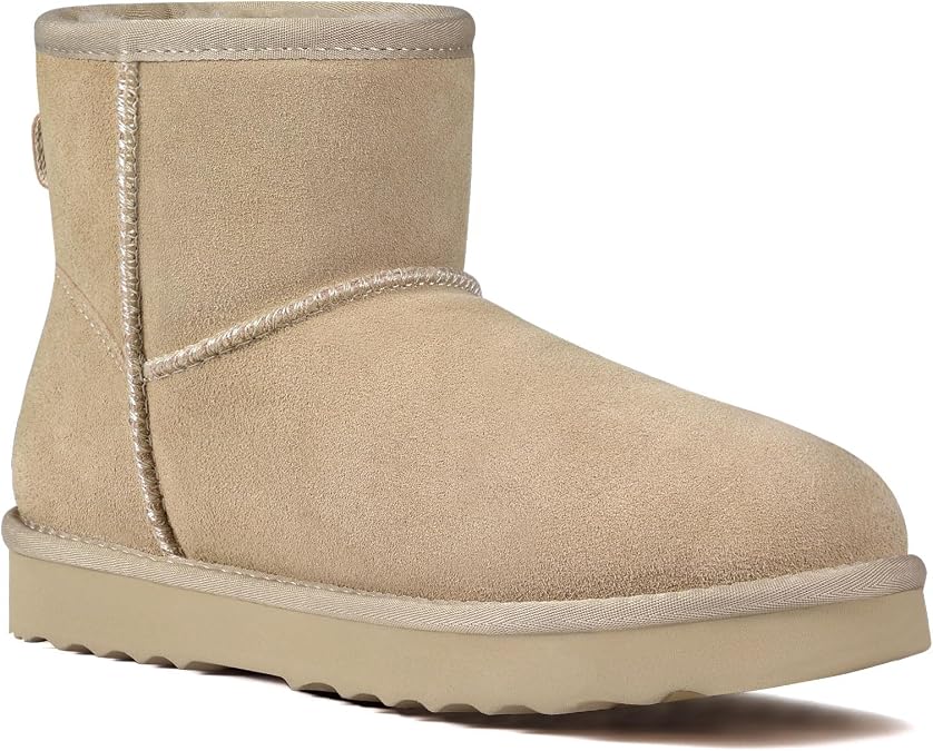 KIDMI Women's Suede Mini Snow Boots Fuzzy Winter Booties with Fur Lined
