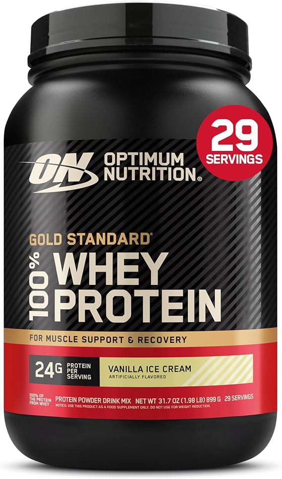 Optimum Nutrition Gold Standard Whey Protein Powder, Vanilla Ice Cream, 2LB