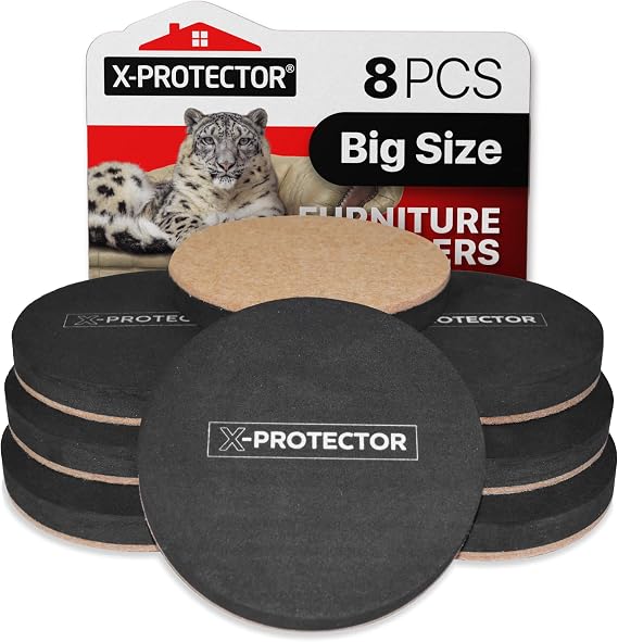 Felt Furniture Sliders Hardwood Floors X-PROTECTOR 8 PCS 4 3/4 inch
