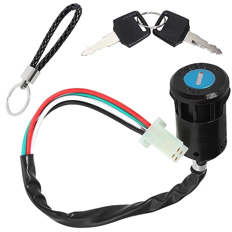 Ignition Key Switch for ATV Quad Scooter Go Kart Moped Buggy Pocket Mini Dirt Super Kids Bike 49cc 50cc 70cc 90cc 110cc 125cc 150cc 250cc TaoTao Sunl Buyang Roketa Kazuma 4 Pin