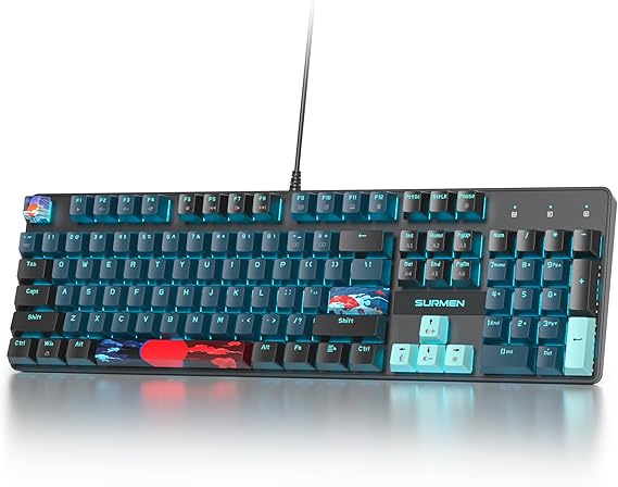 Full Size Mechanical Keyboard, Creamy Keyboard with Number Pad, 104 Keys Wired Gaming Keyboard with Red Switch, RGB Backlit for PC Laptop