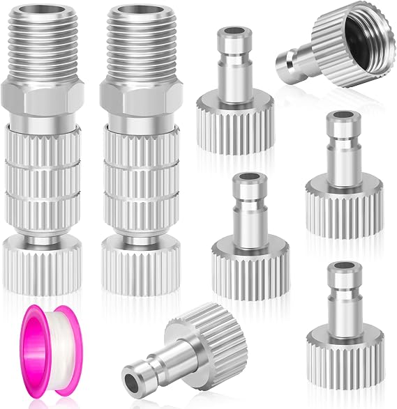 Airbrush Quick Release Coupling Disconnect Adapter Kit, Airbrush Quick Coupler with G1/8" Female Connectors and Male Adapters for Quick
