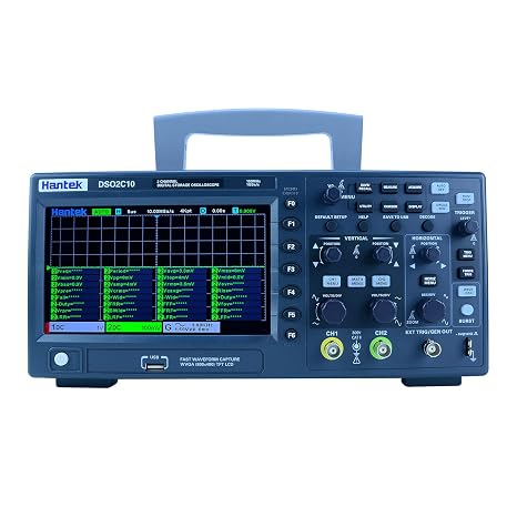 Hantek Digital Oscilloscope USB 2CH Dual Channels 100MHz lab oscilloscopes 1GSa/s 8M Memory Depth Benchtop Oscilloscope (DSO2C10)