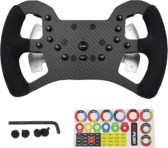 Benshuuk 12-Inch (305mm) Carbon Fiber & Suede F1 Formula Wheel Mod For PXN V99 Force Feedback Racing Wheel ; Replace Supper lightweight For Gaming Wheel With Suede Grip (For PXN V99)