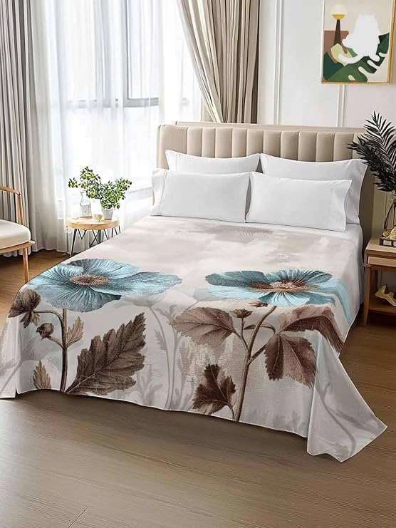 Queen Size Top Sheet Only, Flat Sheet Microfiber Breathable Soft Bed Sheets, Hotel Bedding Flat Sheets for Bedroom