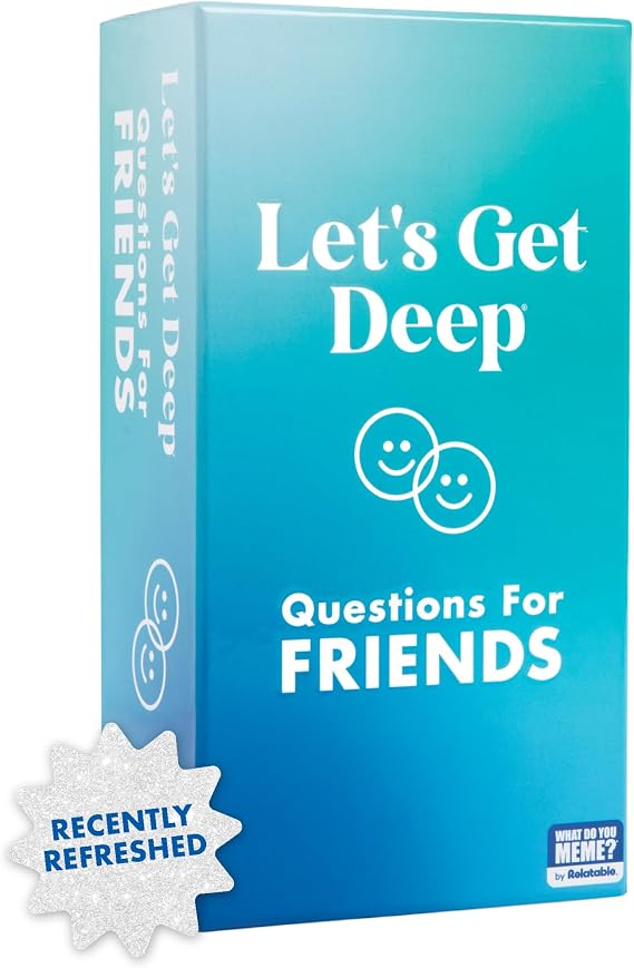 Let's Get Deep: Friends Edition by Relatable, Fun Group Card Game, Easy Adult Game for Game Night, Perfect for Party Games with Friends, Includes 400 Question Cards, Three Increasingly Personal Levels