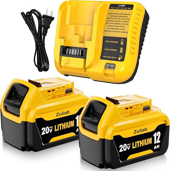 DCB206 12.0Ah Replacement for Dewalt 20V Battery and DCB107 Charger(3P)