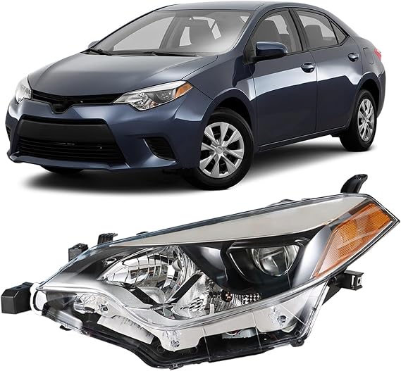 Silscvtt Headlight Front Head Lamp Replacement for Toyota Corolla 2014 2015 2016 Projector Headlight Left Side (Driver Side)