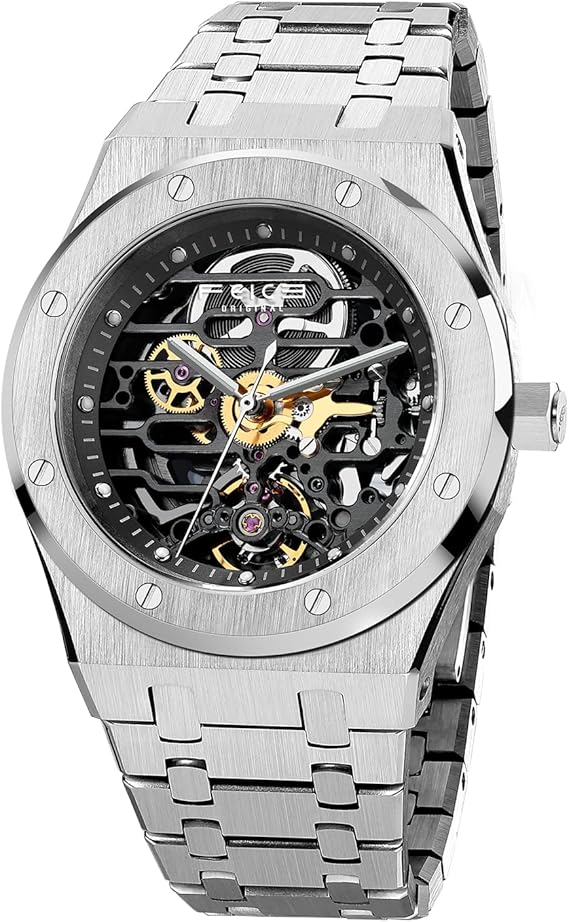 FEICE Automatikuhr Herren Skeleton Uhr Handgelenk Mechanische Uhren 42mm