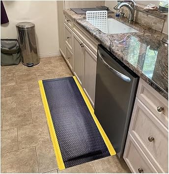 JIUYUEYA Industrial Anti-Fatigue Floor Mat, Vinyl Heavy Duty Sponge Mat 20mm Thickness, Comfort Standing Mat for Office, Warehouses, Factories, Sink (Color : Black Yellow, Size : 100x100cm)