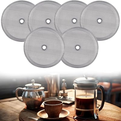 6 Pieces 4 Inch French Press Filter for 1000 Ml,34 Oz,8 Cup French Press Coffee Maker.Stainless Steel Replacement Parts for French Press Coffee Maker 6
