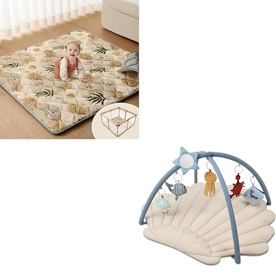50x50 Playpen Mat Earth Tones Design + Sea Shell Baby Play Gym Mat