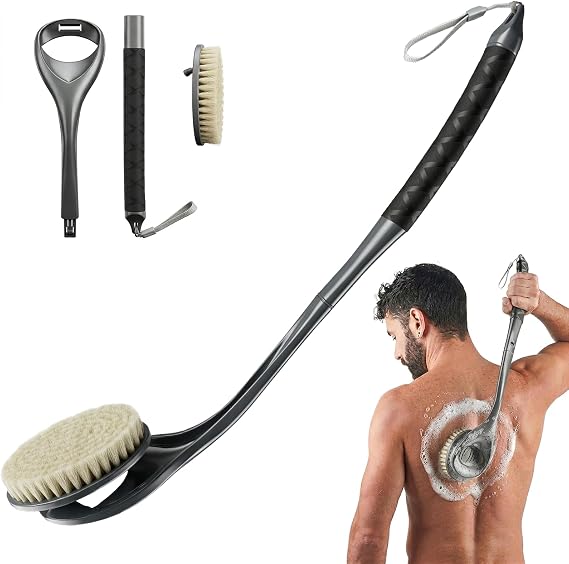 Gobiteli Back Scrubber,20.4" Detachable Long Handle Back Washer for Shower,Shower Brush for Body for Men,Women