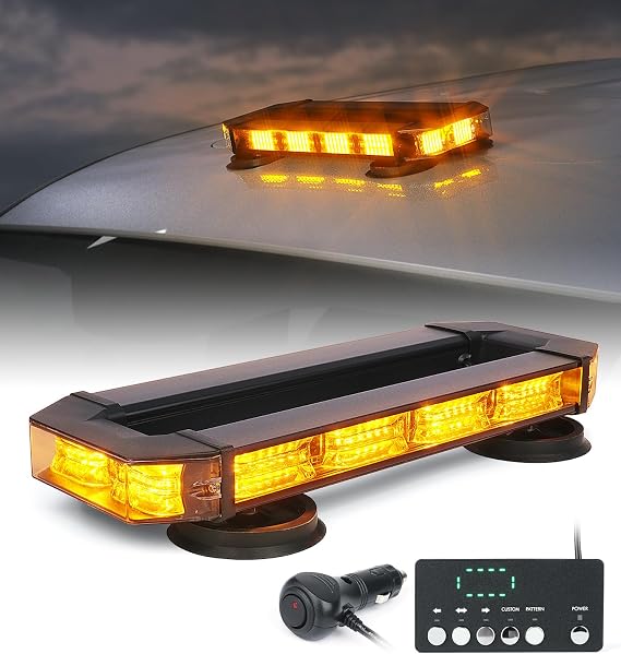 LUMENIX White Amber LED Rooftop Emergency Strobe Light Bar with Controller