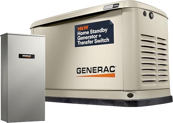 Generac Guardian 14kW Home Generator, Transfer Switch & WiFi Monitoring | Automatic Whole House Backup Power, Runs On Natural Gas Or Propane, WiFi Enabled, Protects Home During Outages And Storms
