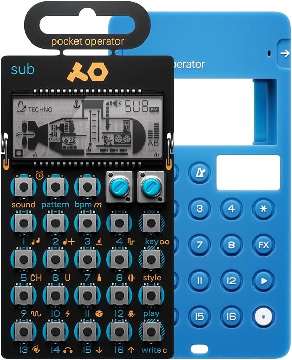teenage engineering Pocket Operator PO-14 Sub and CA-X Silicon Pro-Case Blue Bundle