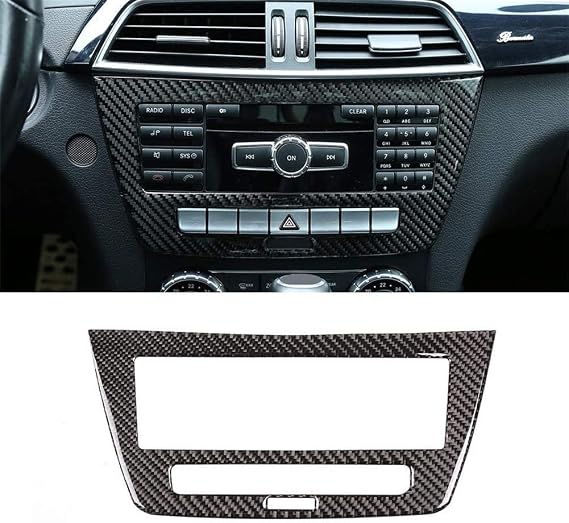 for Mercedes-Benz C-W204 2011-2013, Center Console Multimedia Switch Panel Sticker Cover Trim Car Interior Accessories Carbon Black