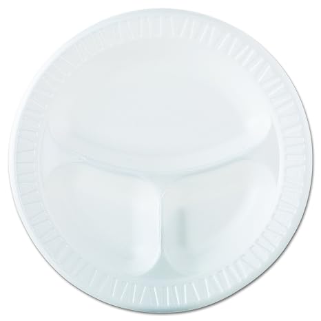 Dart 10CPWQR 10.25 in White Laminated Foam 3 Comp Plate (Case of 500)