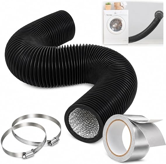 Ketofa 4 Inch x 12 FT Dryer Vent Hose, 4-Layer Aluminum Duct, Black