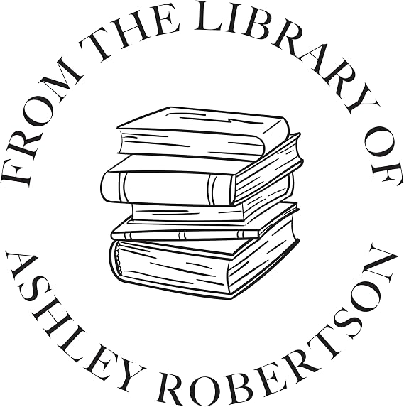 Personalized Book Embosser, Wooden or Self Inking Stamp, Custom Round Library Ex Libris Stamper, Gift for Book Lover (Stack of Books)
