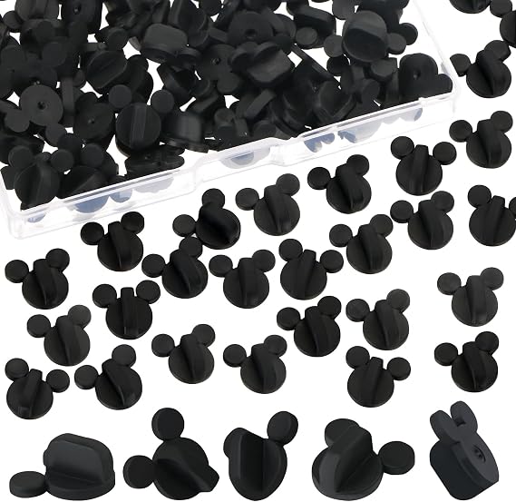 100Pcs PVC Rubber Bear Ears Pin Backs Coat Tie Tack Bear Head Pin Backs