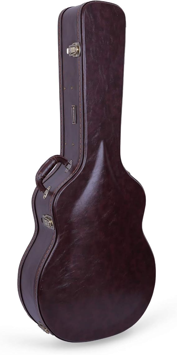 Crossrock Hardshell Arch Top wood case fits Acoustic Super Jumbo Guitars-Brown(CRW600SBBR)