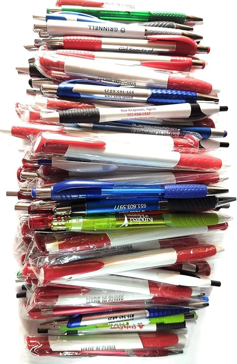ANINKABOVE Wholesale Lot of 100 Misprint Ink Pens Ball Point Plastic Retractable Pens Mixed