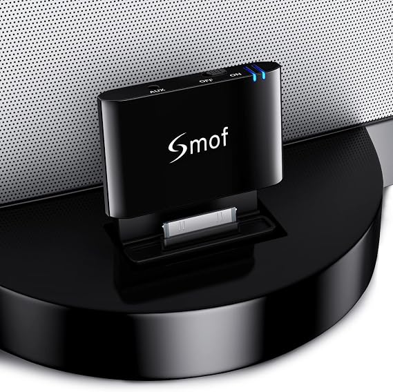 Bluetooth-Adapter mit 30 Pins Empfängeradapter mit geringer Latenz für Sounddock Bluetooth-Adapter iPod für andere 30-polige Musik-Dockingstationen Lautsprecher Kompatibel mit Bose iPod iPhone JBL SoundDock nicht für Autos oder Motorräder