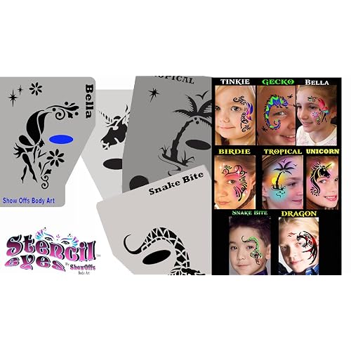 Face Painting Stencils - StencilEyes Profile Set of 8 Face Designs