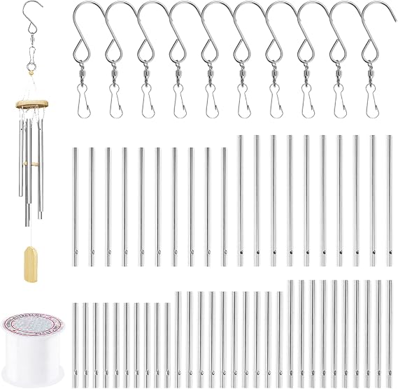 Swpeet 61pc Wind Chime Tubes & Wire Kit with Swivel Hooks, DIY Crafts Hanging Wind Chimes