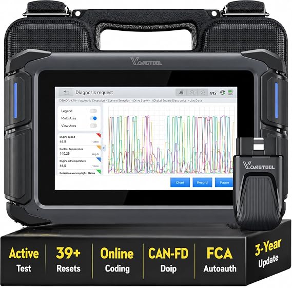 Bidirectional Scan Tool VDIAGTOOL VD70S, 2026 Wireless OBD2 Scanner Diagnostic Tool with 39+ Resets, All System Scanner for Car, FCA Autoauth, CAN FD & DoIP, Online Coding, PMI, 3 Years Update