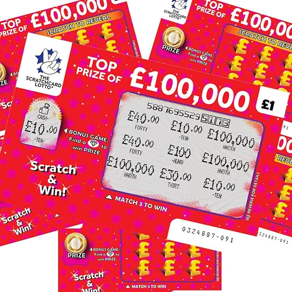 Fake Joke Scratch Cards Pack of 6 Prank Scratchcards Winning Lottery Tickets Funny Gift For Birthday Xmas Christmas