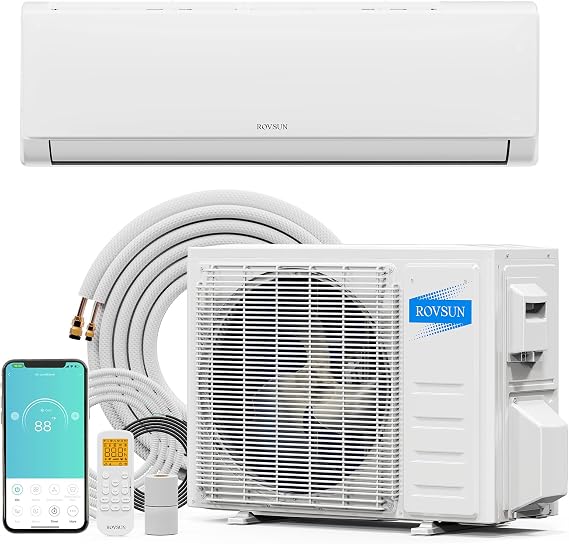 ROVSUN 18000 BTU Wifi Enabled Mini Split Air Conditioner & Heater with Inverter, 20 SEER2 Energy Saving 230V Ductless Split AC Unit with Pre-Charged Condenser, Heat Pump & Installation Kit