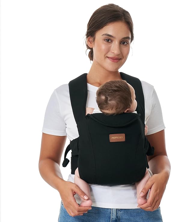Momcozy Newborn Carrier for 0-12M/3.2-11.3kg, Waist 64-127cm, Cotton Black