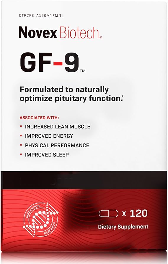 Novex Biotech GF-9 HGH Boosting Supplement for Men Workout Complex for Men Supports Energy, Endurance, Sleep, 120 Ct (30-Day Supply)