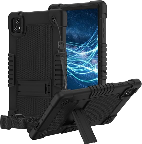 Case for T-Mobile Revvl Tab 5G,for Revvl Tab 5G Tablet Case Heavy Duty Shockproof Friendly Rugged Case with Kickstand Strap for T-Mobile Revvl Tab 5G 2023 Released 10.36 Inch - Black