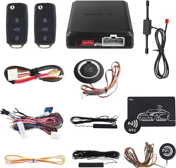 EASYGUARD EC002-V PKE Car Alarm System Remote Starter Push Button Keyless Go System NFC Card