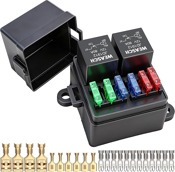 12V Unwired Fuse Relay Box with 2X 80A 4-Pin SPST Relays