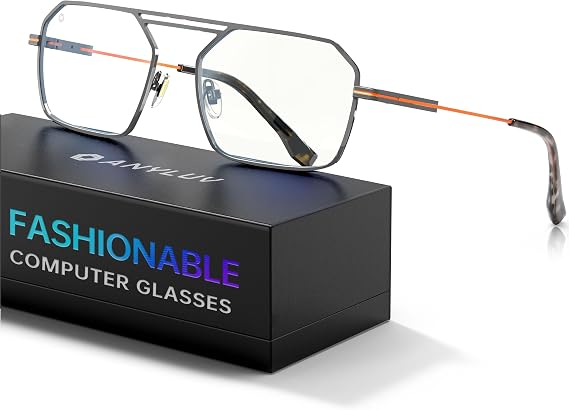 ANYLUV Blue Light Glasses Men Women, Eye Protection Glasses for Gaming, Metal Blue Light Blocking Computer Lens for Men