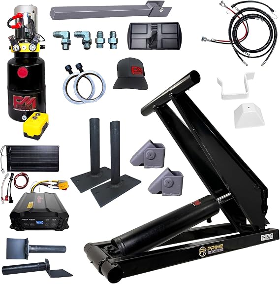 Primary Mover (PF-520-PK) Hydraulic Scissor Hoist Kit -10 Ton (20,000 lb) Dump Trailer & Dump Bed Kit for 1216 Beds with 12V Hydraulic Pump | Complete Premium Kit |