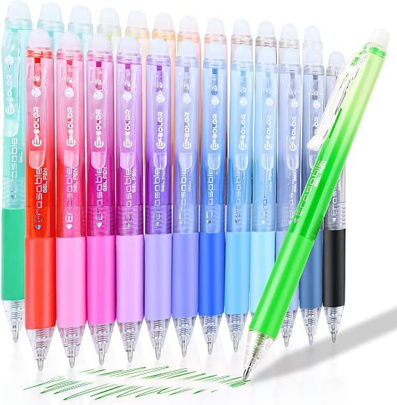 24 Colours Erasable Rollerball Pen Erasable Gel Pens 0.7 mm Colourful Ballpoint Pen Set Make Errors Disappear Erasable Rollerball Pen Erasable Gel Pen Erasable Pen for Drawing Planning