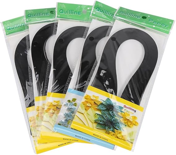 Hilitand Quilling Strips, 600 Strips Pure Colors, 3x39cm, Paper, Rectangular, Black, Crafts, Scrapbook